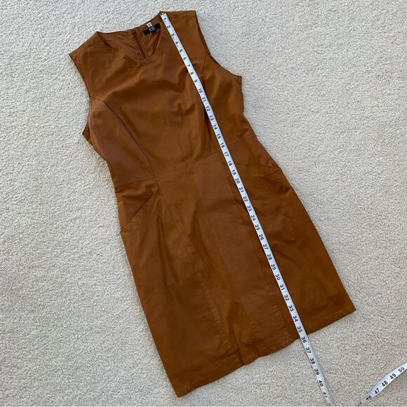 SAS Sportswear Cognac Brown 100% Leather Dress, 6 - Picture 5 of 8